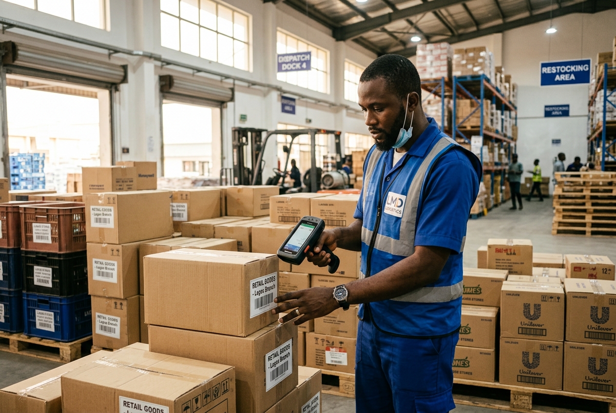 Logistics delivery vehicles and dispatch coordination in Lagos distribution hub